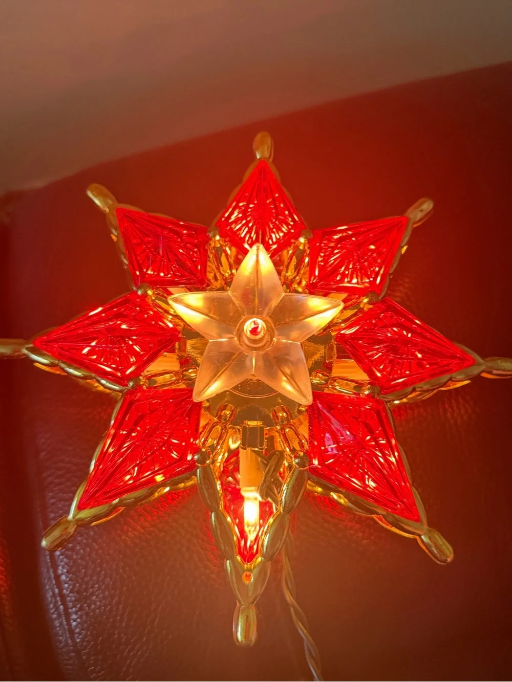 vintage 1993 Bob Ho lighted star tree topper Red Star